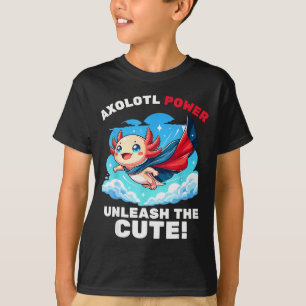 Funny Axolotl Superhero Kids Boys Girls T-Shirt