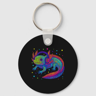 Funny Axolotl Video Gamer Polka Dot Art Student Do Keychain