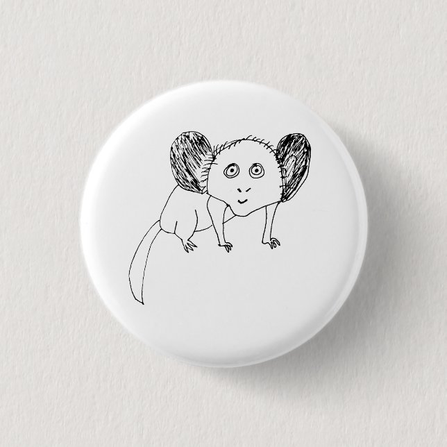 Funny Aye Aye Badge - Weird Badly Drawn Animal  Button (Front)