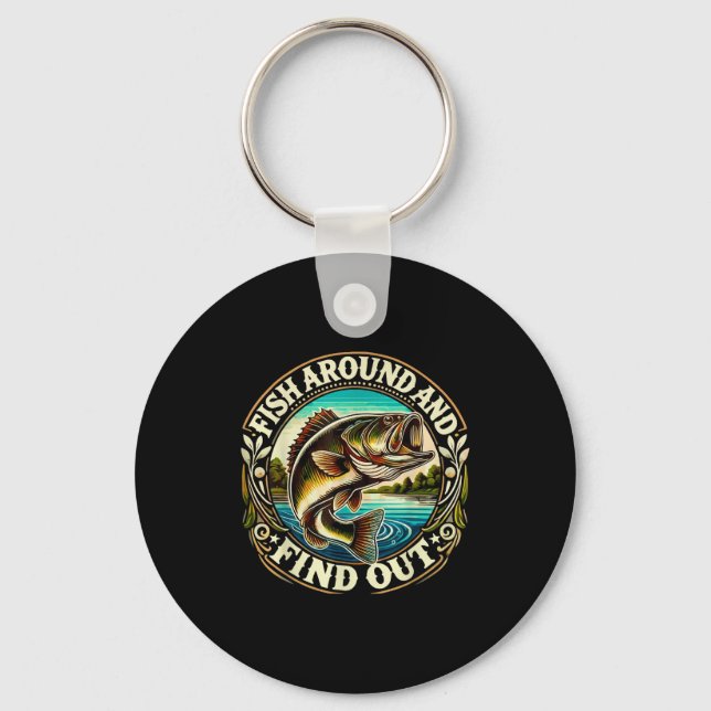 Funny B Fishing Men Dad Grandpa Fishing Lovers Ent Keychain (Front)