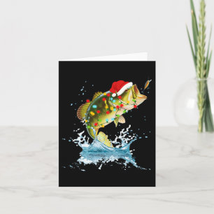 Funny B Fishing Santa Hat Christmas Pajama Fisherm Card