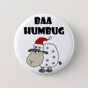 Funny Baa Humbug Christmas Cartoon Button