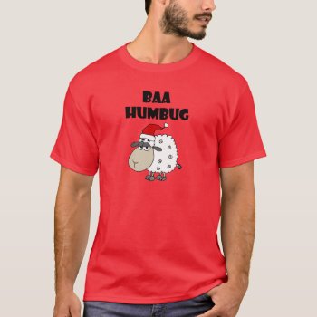 Funny Baa Humbug Christmas Cartoon T-shirt by ChristmasSmiles at Zazzle