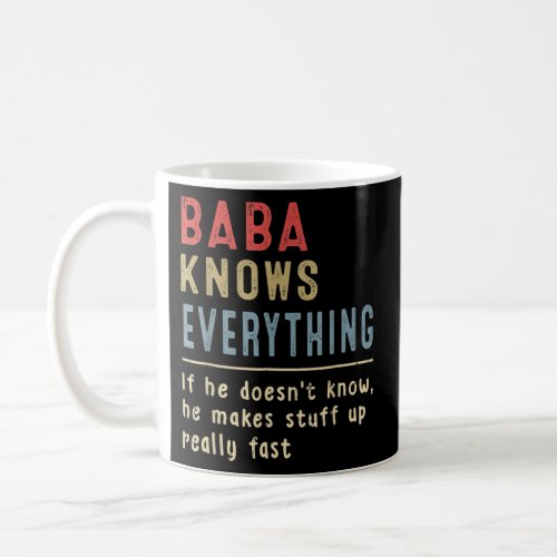 Funny Baba For Grandpa Baba Knows Everything  Coffee Mug