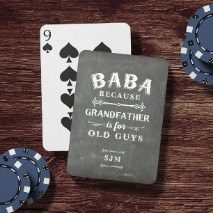 Funny Baba Grandfather Monogram Poker Cards