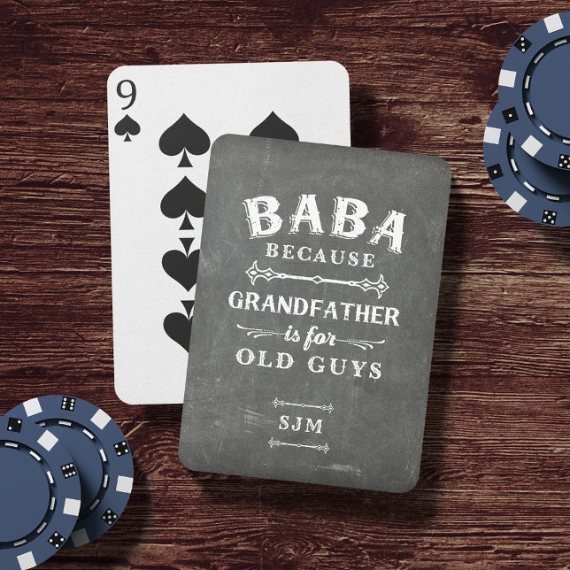 Funny Baba Grandfather Monogram Poker Cards (Creator Uploaded)