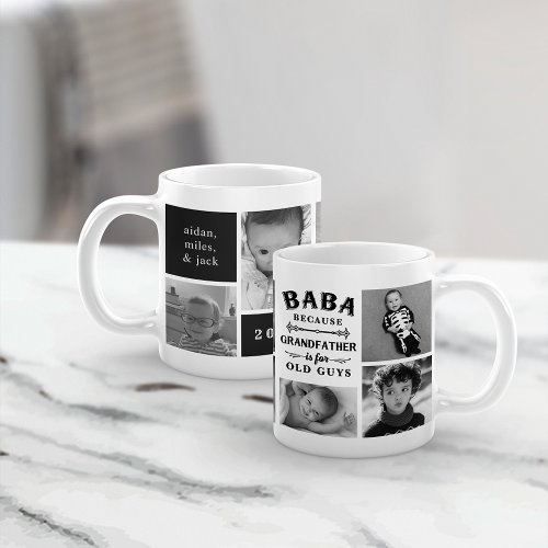 Funny Baba Grandfather Photo Collage Coffee Mug