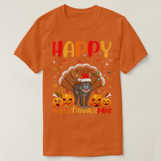 Funny Baboon Animal Lover Happy Baboon HelloThanks T-Shirt (Design Front)