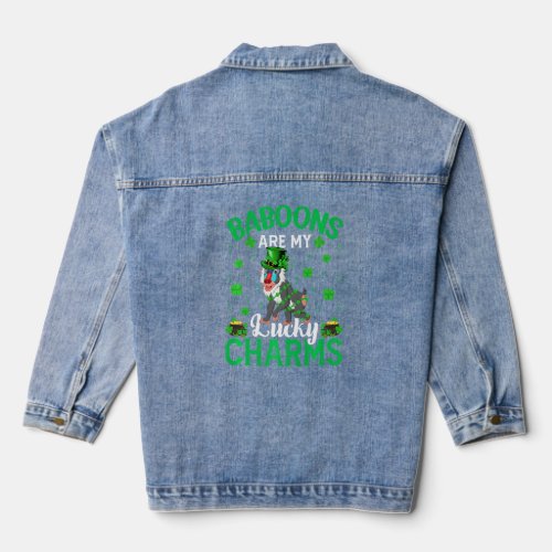 Funny Baboons Are My Lucky Charms Baboon St Patric Denim Jacket