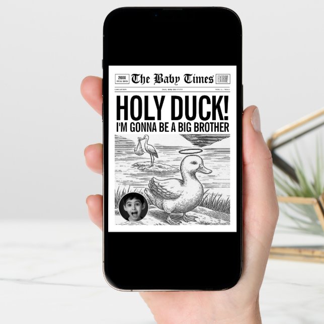 Funny Baby Announcement Holy Duck Newspaper  (Front Digital)