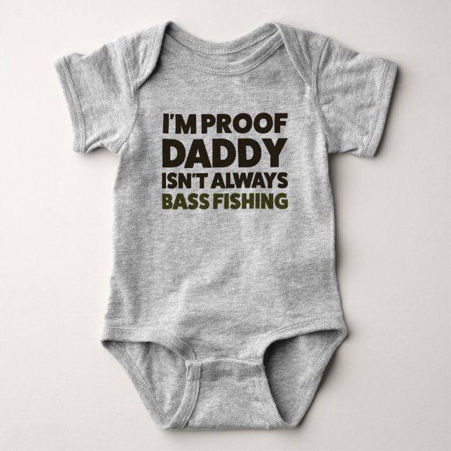 Funny Baby Bass Fishing Jersey Bodysuit Shirt (Front)