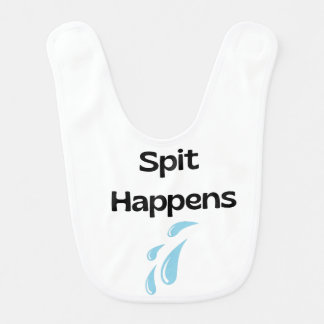 Funny Baby Bib – Spit Happens Quote with Cute Drop
