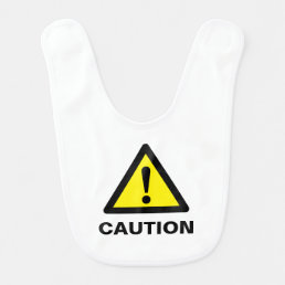Funny baby bib with custom caution sign