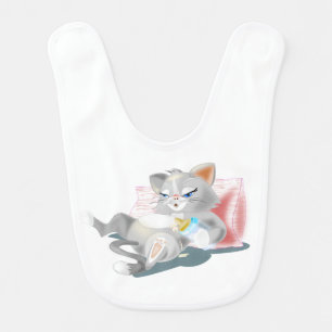 Funny Baby Bib with Cute Baby Cat - Customizable