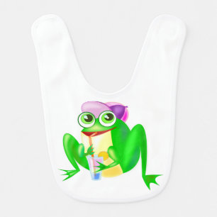 Funny Baby Bib with Happy Frog - Customizable