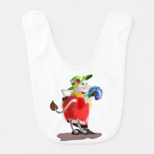 Funny Baby Bib with Modern Cow - Customizable