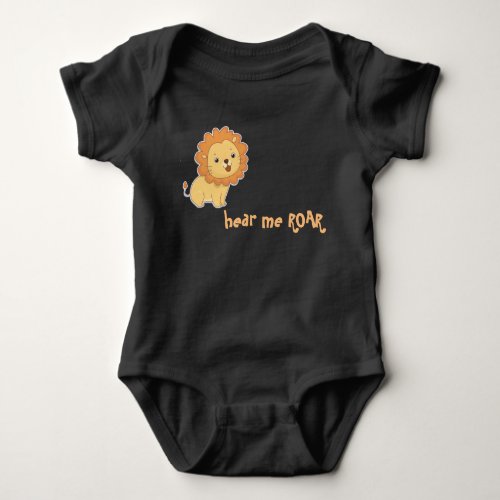 Funny Baby Black Bodysuit Lion Hear Me Roar