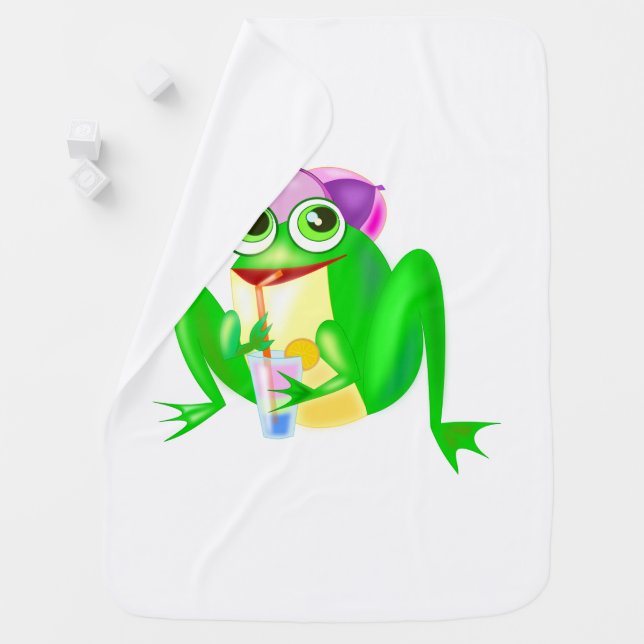 Funny Baby Blanket with Happy Party Frog (In Situ)