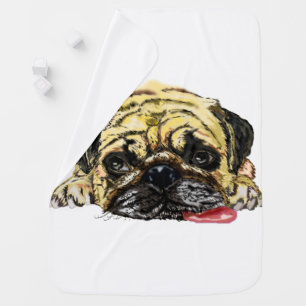 Funny Baby Blanket with Pug Dog - Your Colors