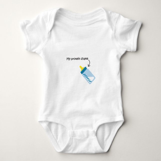 Funny baby bodysuit milk bottle protein shake (Front)