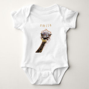Funny Baby Bodysuit with Playful Ostrich - Smile