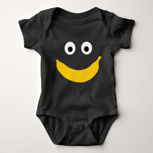 Funny baby bodysuit with yellow banana smile (Front)