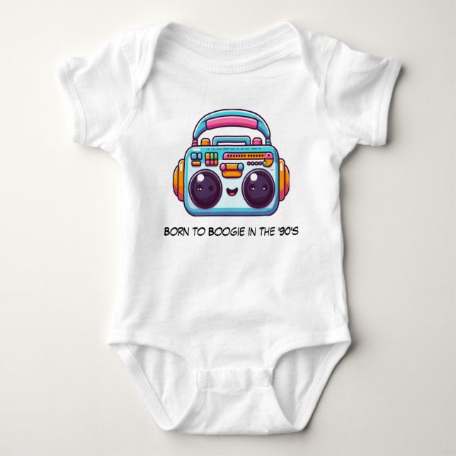 Funny Baby Born to Boogie in the '90's Bodysuit (Front)