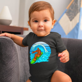 Funny Baby Boy Bigfoot Sasquatch Surfing Sports Bodysuit