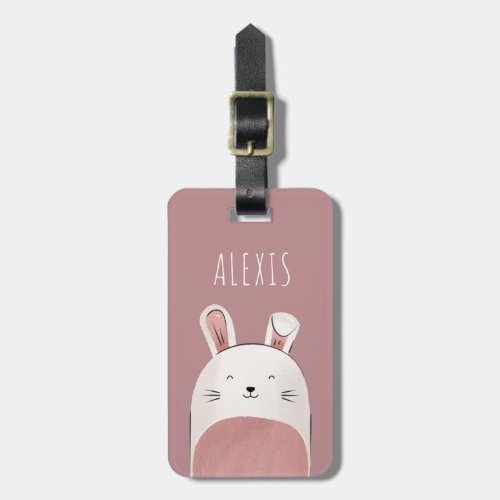 Funny Baby Bunny Illustration Rabbit  Kids Name Luggage Tag