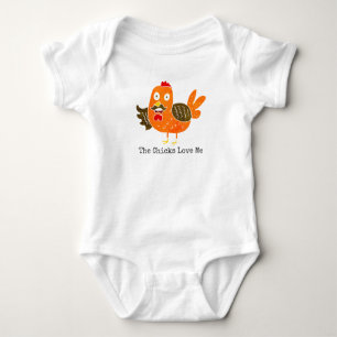 Funny Baby Clothing Farm Animal Rooster w/Mustache Bodysuit