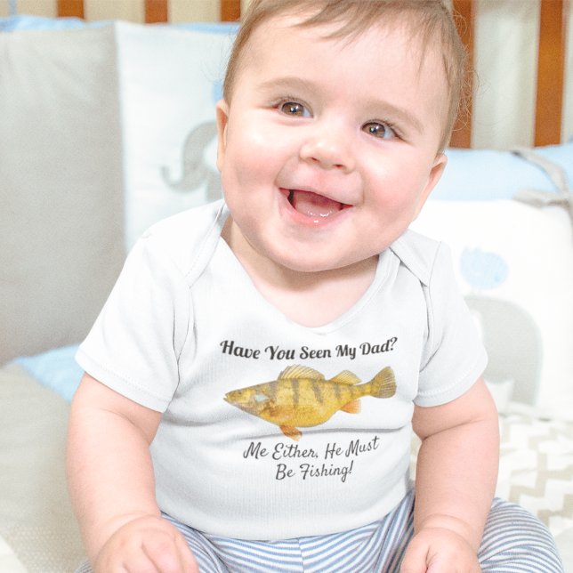 Funny Baby Dad Perch Fishing Sports Hobby Baby Bodysuit (Funny fishing themed baby onesie for the perch fisherman.)