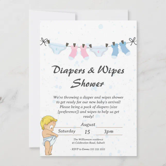 Funny Baby Diaper and Wipes Shower Invitation Zazzle