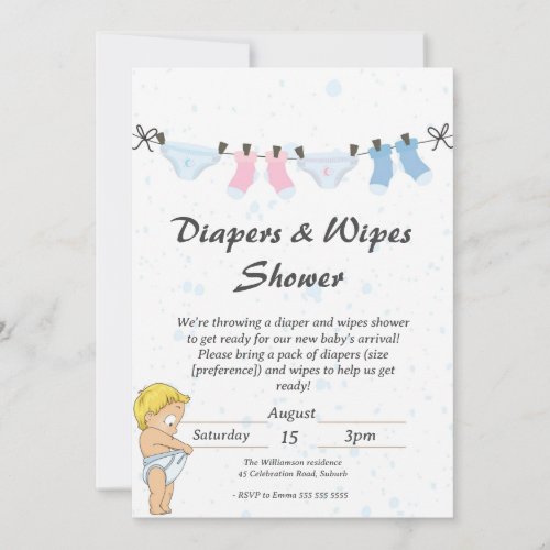 Funny Baby Diaper and Wipes Shower Invitation