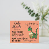 Funny Baby Dinosaur and Ice Cream Baby Shower Invitation Postcard (Standing Front)