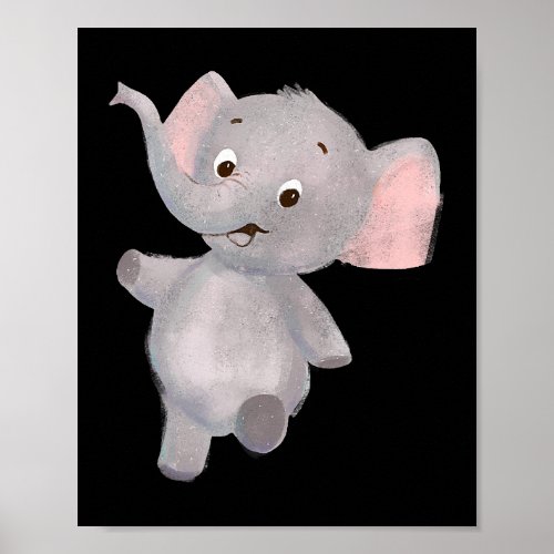 Funny Baby Elephant Cartoon Design for Little Kids Poster