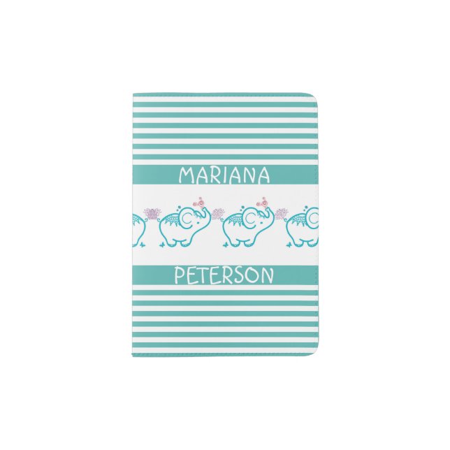 Funny Baby Elephants Passport Holder (Front)