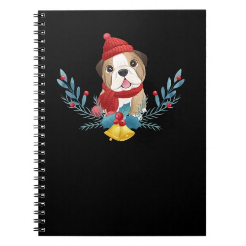 Funny Baby English Bulldog Dog Santa Christmas Gif Notebook