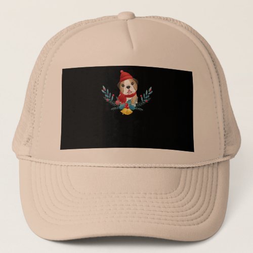 Funny Baby English Bulldog Dog Santa Christmas Gif Trucker Hat