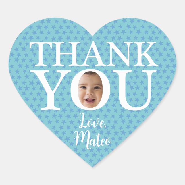 Funny baby face blue thank you Sticker (Front)