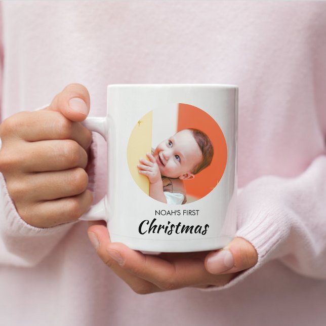 Funny Baby First Christmas Personalized Baby Photo Coffee Mug (Creator Uploaded)