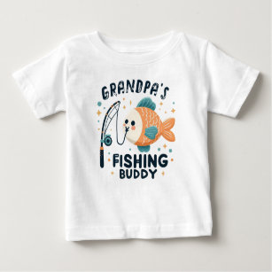 Grandpa's Fishing Buddy Cartoon Fish Grandchild Baby One-Piece