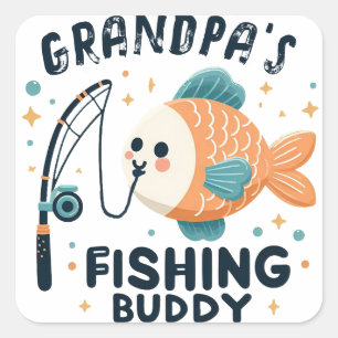 Funny Baby Fish   Grandpa's Fishing Buddy Baby Square Sticker