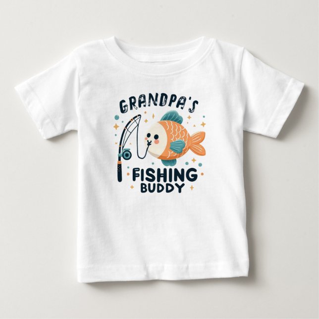 Funny Baby Fish | Grandpa's Fishing Buddy Baby T-Shirt (Front)