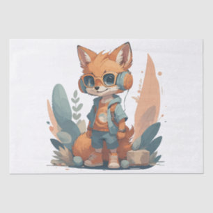 Funny baby fox headphone tissue paper