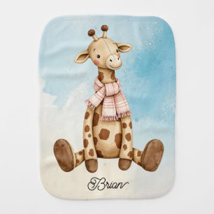 Funny Baby Giraffe wearing Scarf Burp Cloth