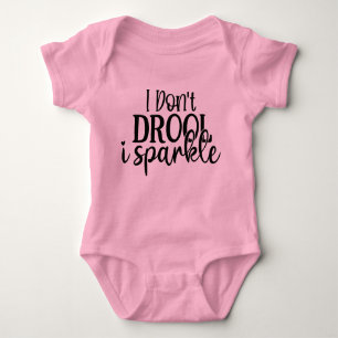 Funny baby girl drool sparkle word art baby bodysuit