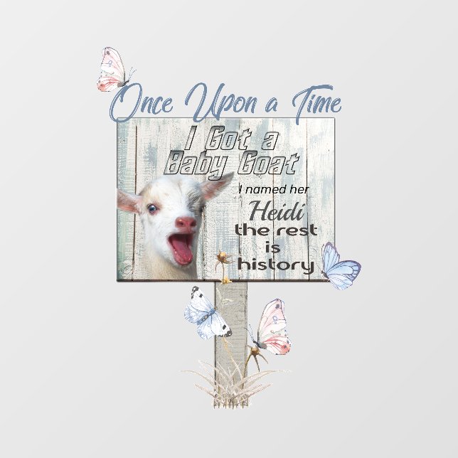 Funny Baby Goat Rustic Sign Wall Decal (Front)
