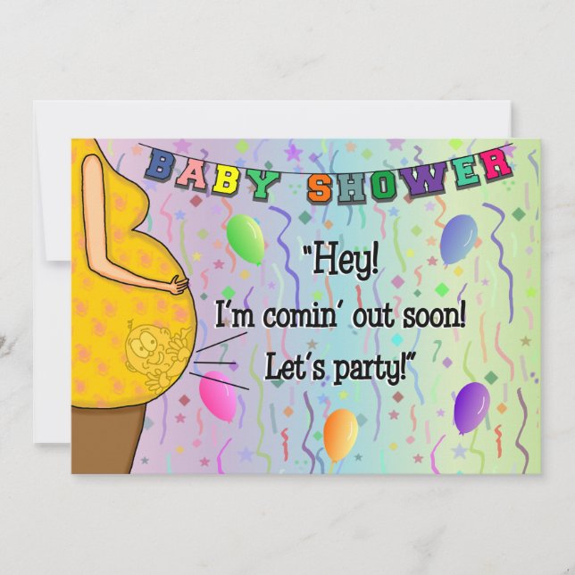 Funny Baby I'm Coming Out Party Cartoon Invite (Front)