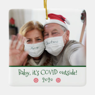Funny Baby It's Covid Outside Photo Snowflake Ceramic Ornament