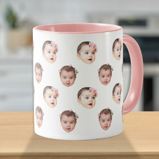 Funny Baby Kids Family Face 2 Photos Mug